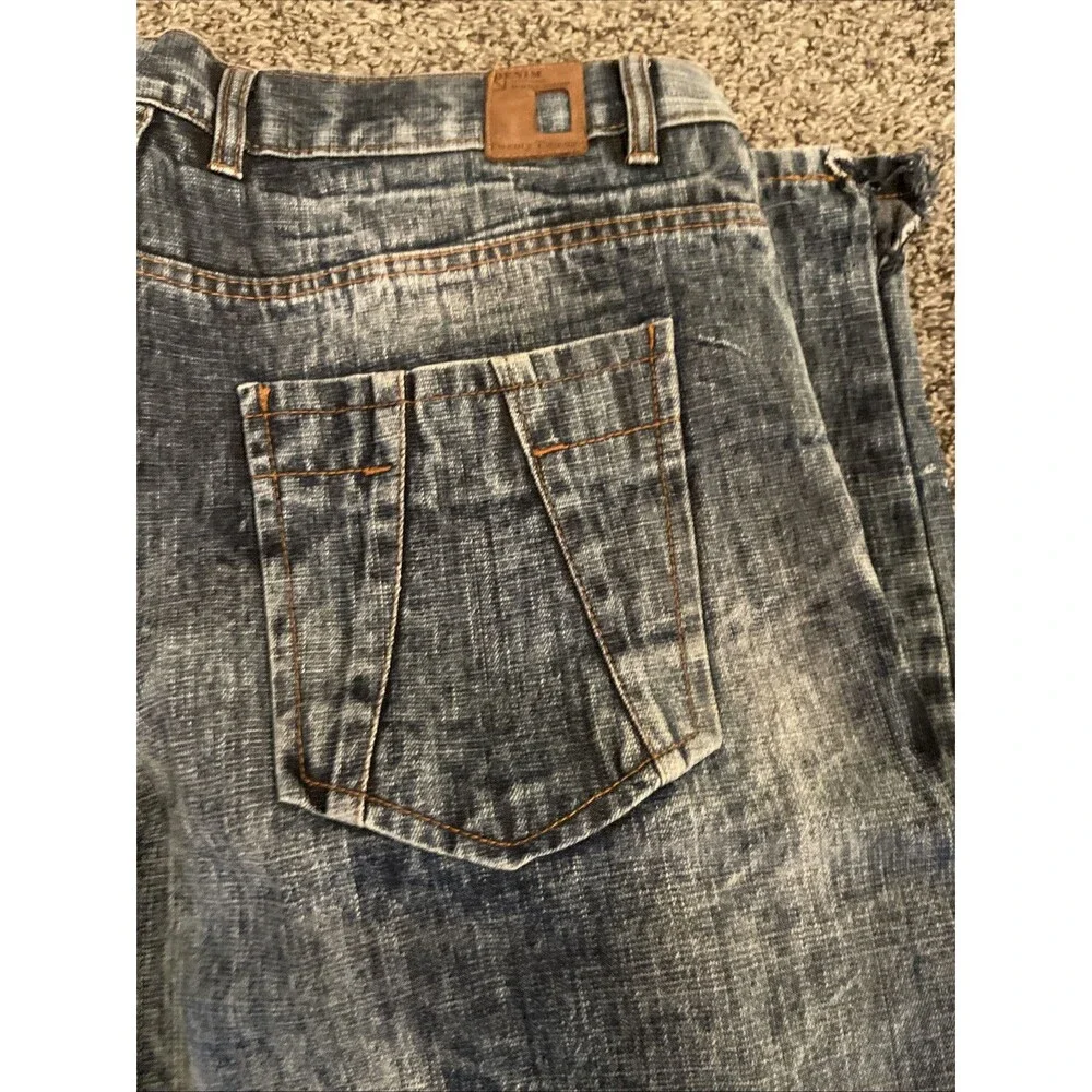 Twenty Two oz Jeans Mens 36x34 Blue Tie Dye Distressed Moto Hip Hop Rock Skater